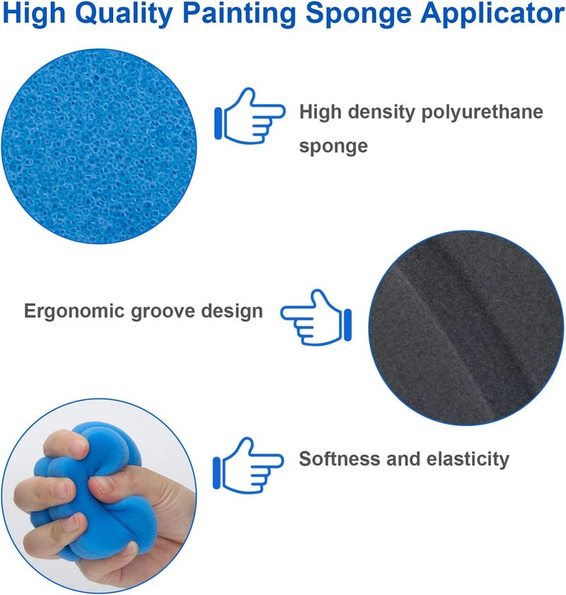 Boyistar Paint Sponge Black 6Pcs, Detail Painting Sponge Double-Side Art Craft Round Sponges for Car Waxing, Wall Repairing Kitchen Cleaning Sponges with Storage Mesh Bag (3 Black + 3 Blue) - Image 3